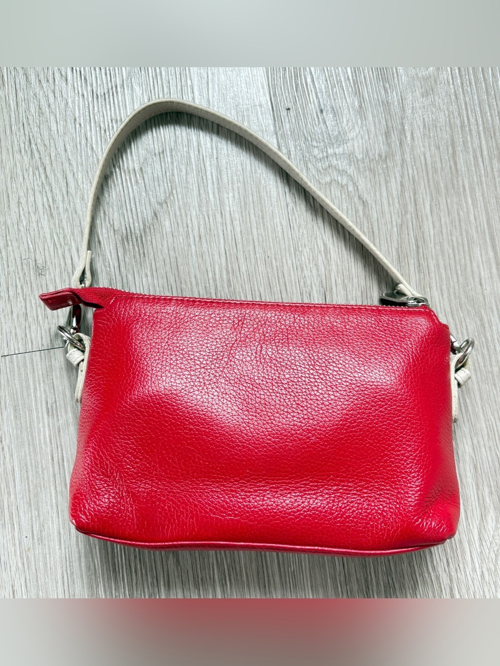 Danier Red and Cream Leather Shoulder Hand Bag